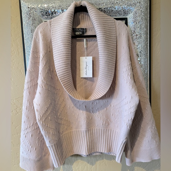 Salvatore, Ferragamo Authentic Cowl Neck Sweater, NWT, Blush - Picture 2 of 10